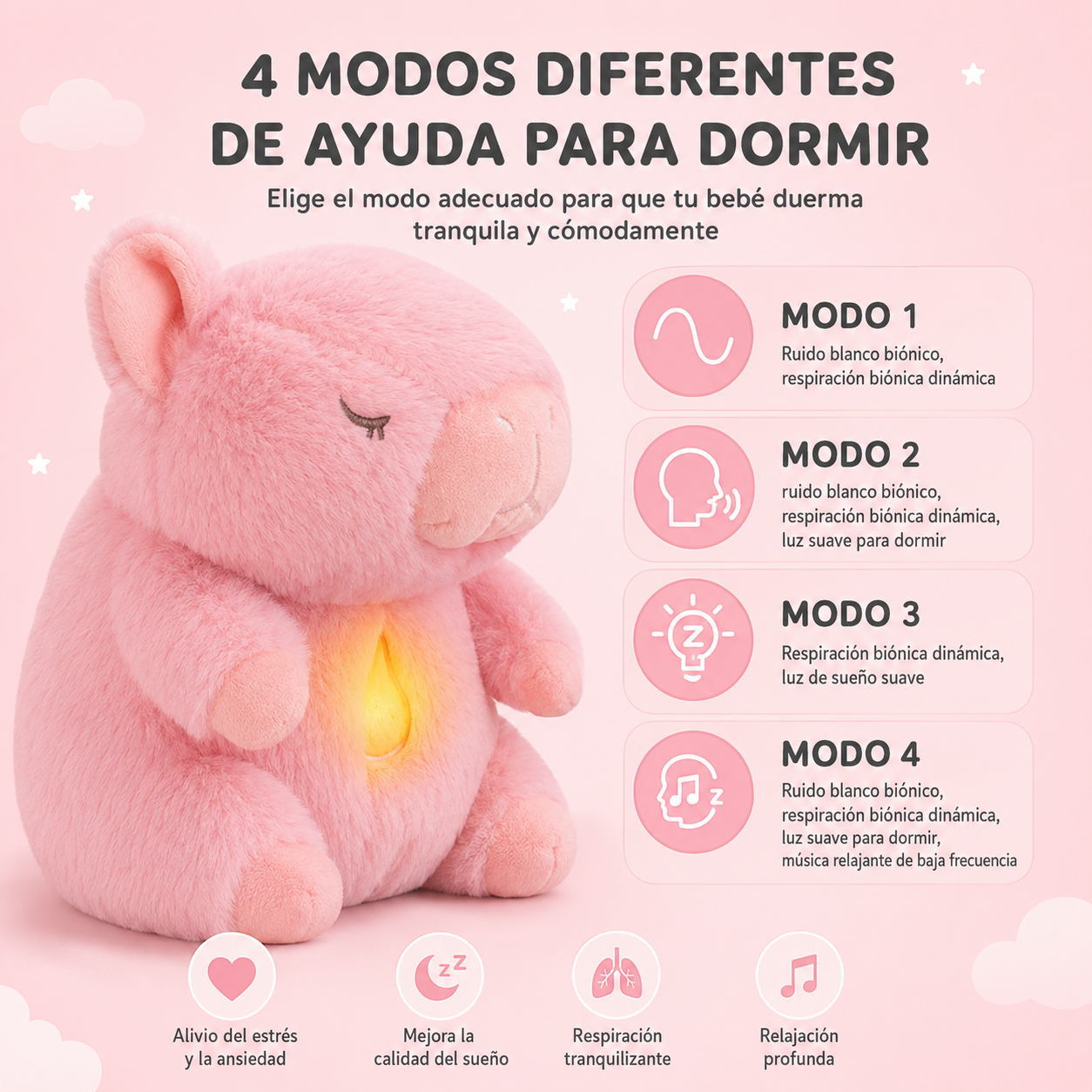 PELUCHE CAPIBARA ROSA- CALMANTE